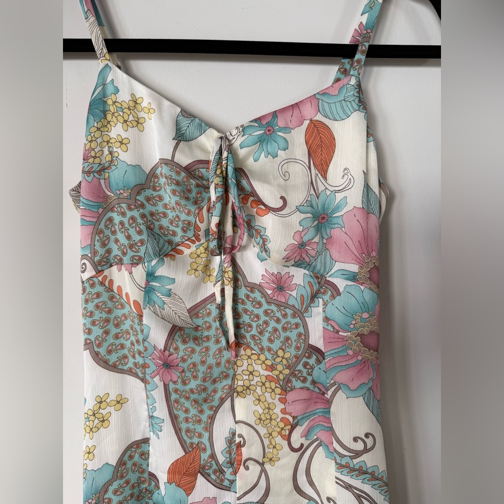 Vintage Y2K Fairycore Floral Paisley Asymmetrical Hem Midi Girlhood Core Dress - Picture 4 of 13